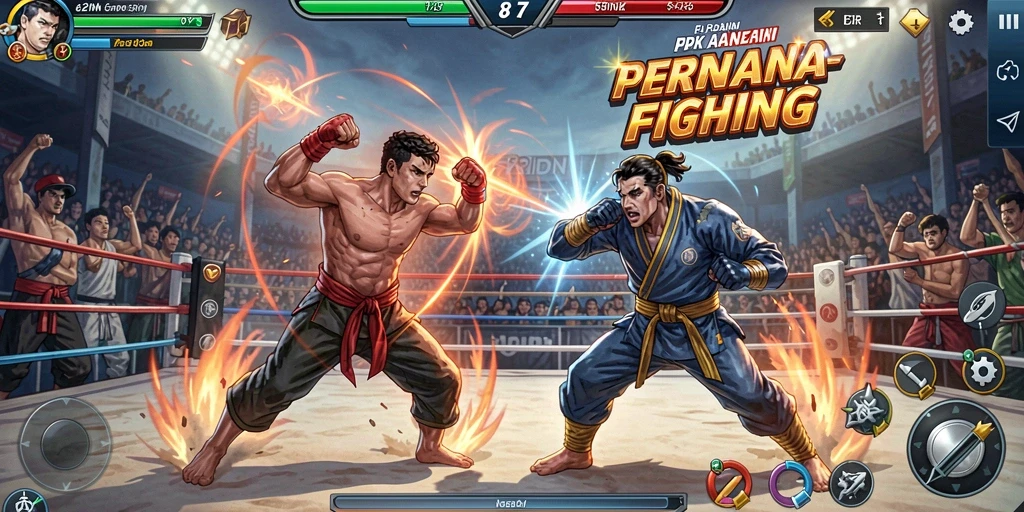 Screenshot menampilkan pertarungan seru dalam game Fighting 62IDN.