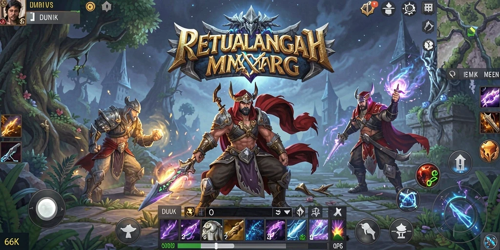 Tampilan aksi gameplay seru di 66K MMORPG.