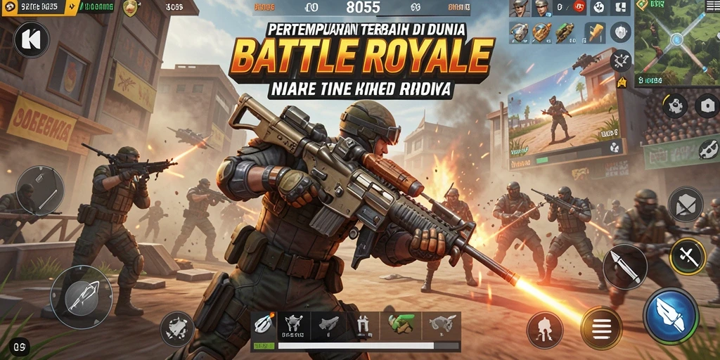 Gameplay seru dalam pertempuran Battle Royale yang mendebarkan.