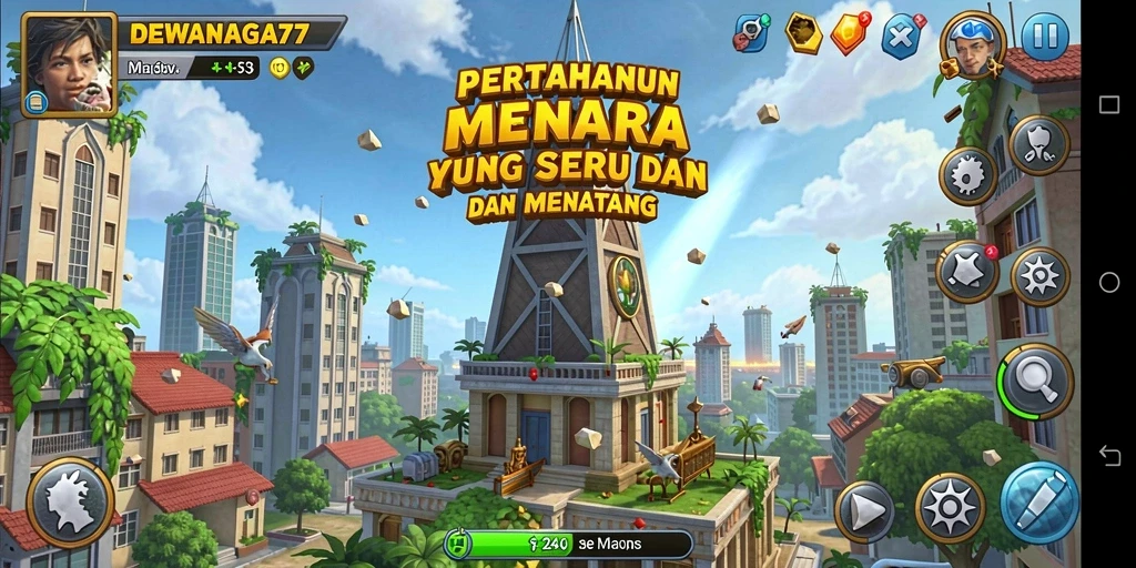 Tampilan menarik dari gameplay Tower Defense DEWANAGA77.