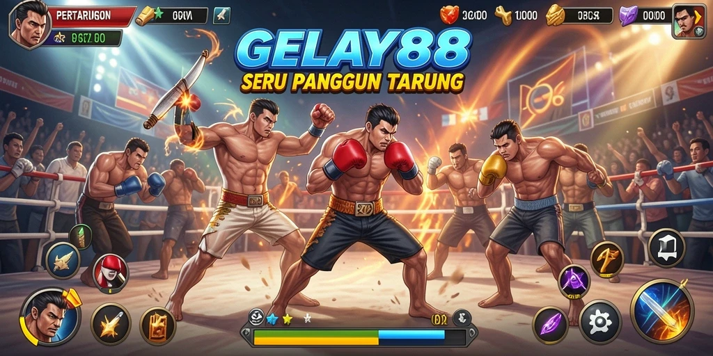 Tampilan menarik dari gameplay pertarungan di GELAY88.