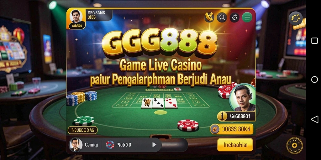 Tampilan gameplay GGG888 dengan dealer langsung yang profesional.