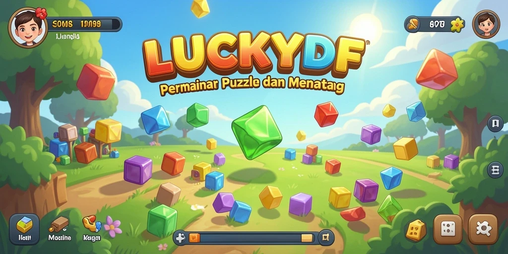 Gameplay menantang dalam LUCKYDF dengan berbagai teka-teki puzzle.