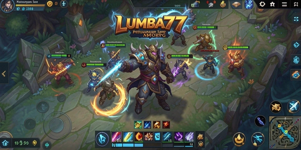 Tampilan gameplay MMORPG LUMBA77 dengan karakter dan monster yang berinteraksi.