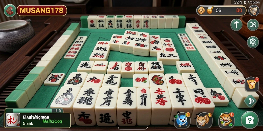 Screenshot utama MUSANG178 menampilkan gameplay Mahjong yang seru dan penuh warna.