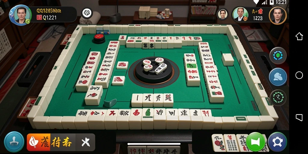 Screenshot utama QQ1221 yang menunjukkan gameplay Mahjong yang memikat.