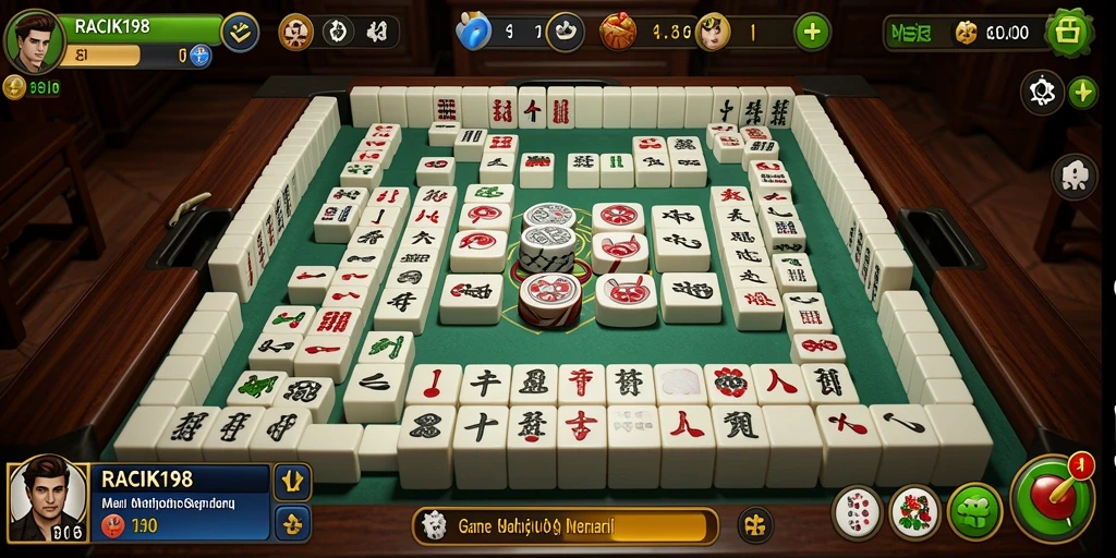 Screenshot utama RACIK198 menampilkan gameplay Mahjong yang menarik dan interaktif.