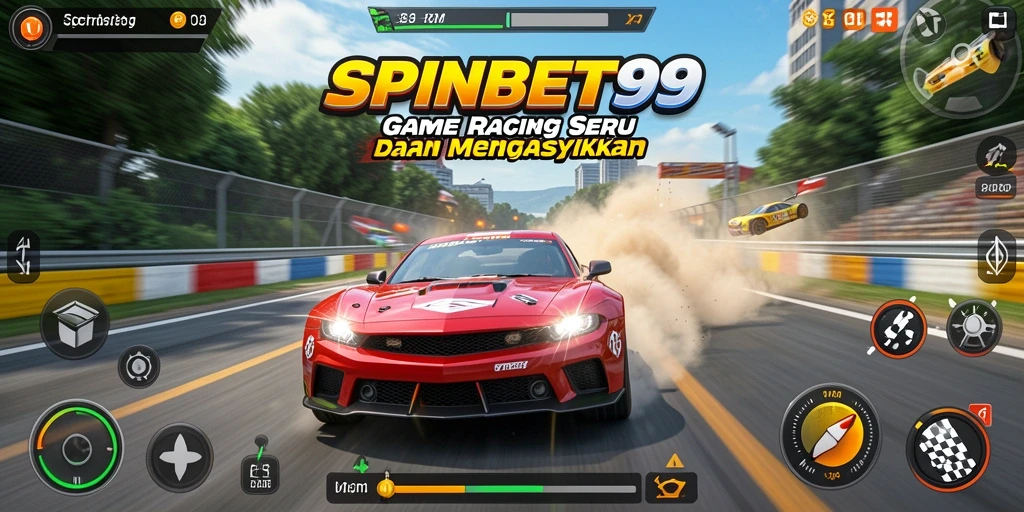 Gameplay SPINBET99 yang menegangkan dan penuh aksi saat balapan.