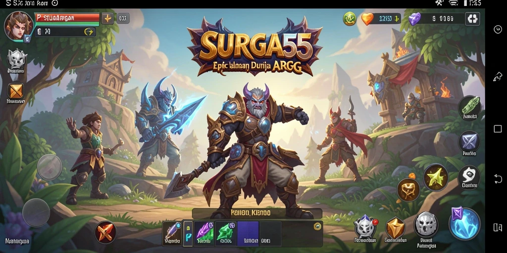Tampilan gameplay SURGA55 memperlihatkan aksi seru dalam pertempuran ARPG.
