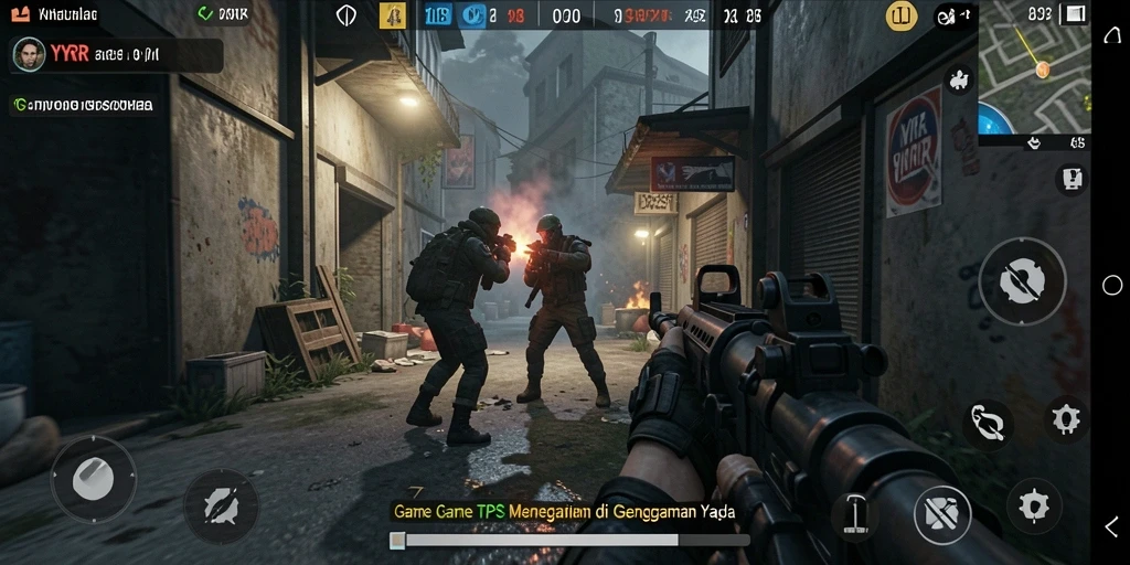 Screenshot utama YYRR menampilkan aksi gameplay TPS yang intens.