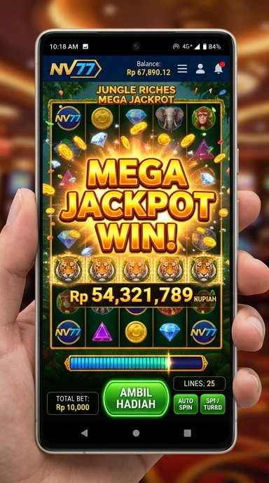 Screenshot fitur akses kategori dalam aplikasi nv77.